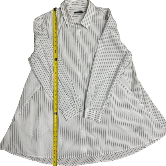 STELLA CARAKASI Center Stage Shirt Striped White Button-Up Top SZ XXL Luxury EUC - Picture 8 of 11